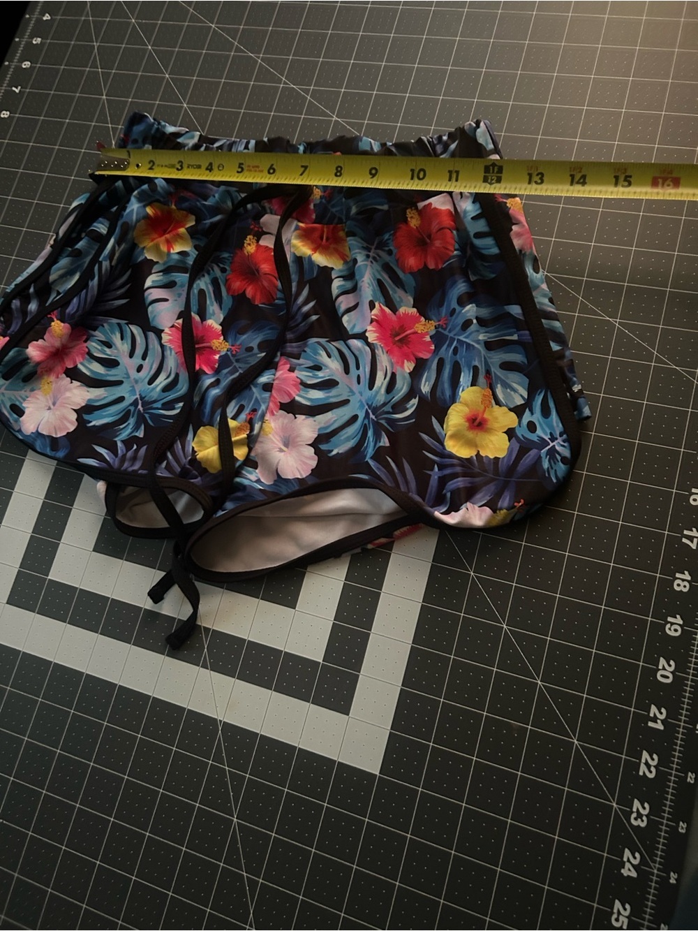 Tropical Floral Black Swim Cover-Up Shorts